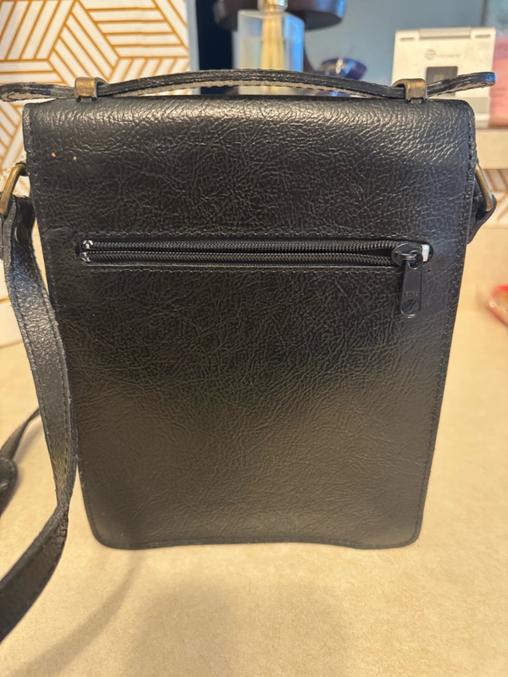 VTG Lancaster Paris Unisex Black Leather Satchel Crossbody Pristine Cond. - Picture 2 of 8
